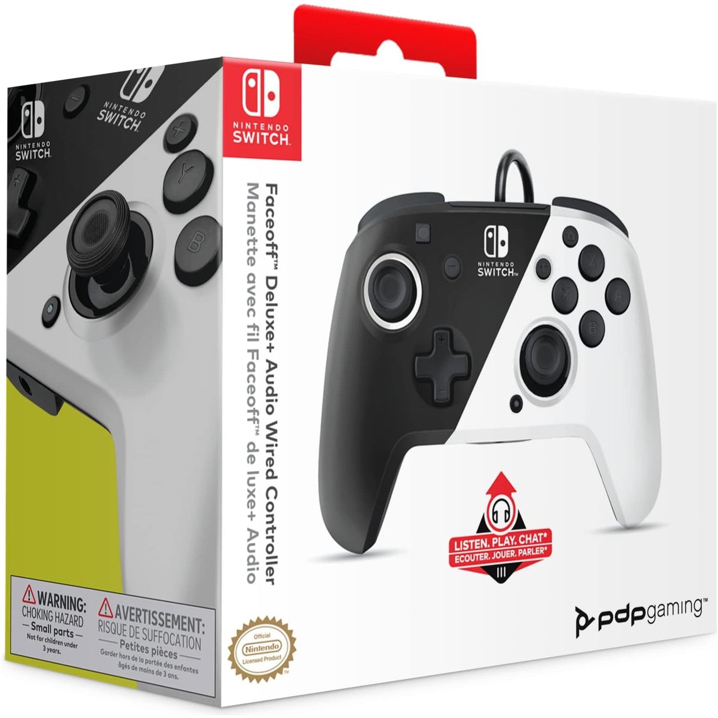 PDP Faceoff Nintendo Switch Deluxe Wired Controller Black White Brand New